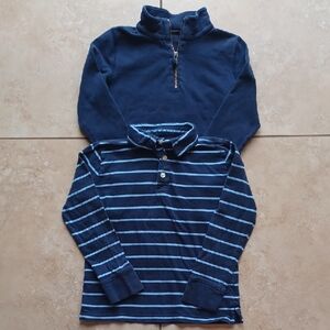 Bundle Of Crewcuts Half-Zip Collared Sweatshirt & Striped Collared Top, Size 6-7